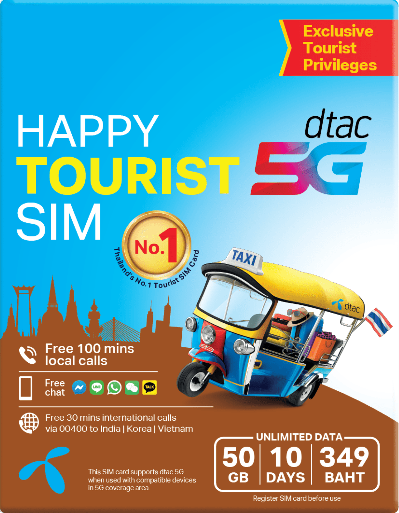 Bangkok, Thailand 5G SIM Card - Enjoy Local Network, Collect from Airport - main image